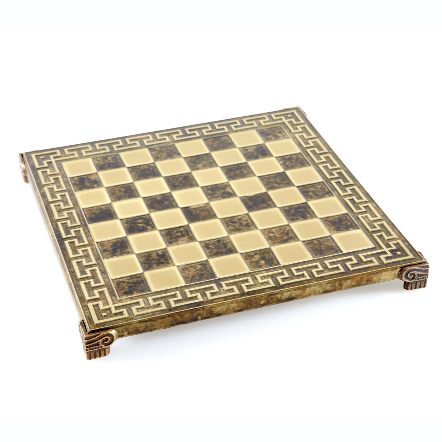 Handcrafted Greek Meander Style Brass Chess Set - 28x28cm (Small) - Premium Chess from MANOPOULOS Chess & Backgammon - Just €69! Shop now at MANOPOULOS Chess & Backgammon