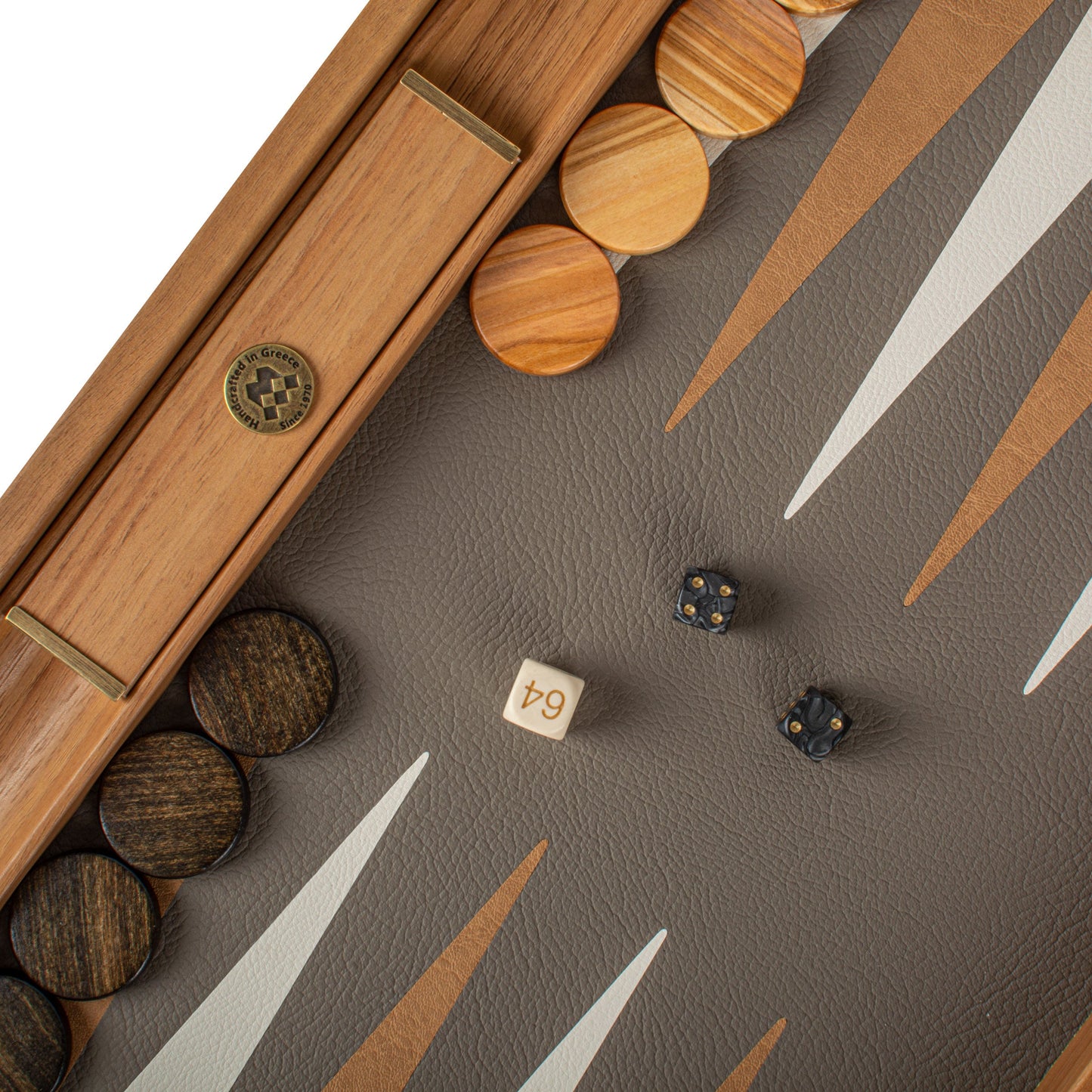 Premium Handcrafted Snake Tote in Grey and Beige Leather Backgammon Set - Premium Backgammon from MANOPOULOS Chess & Backgammon - Just €519! Shop now at MANOPOULOS Chess & Backgammon