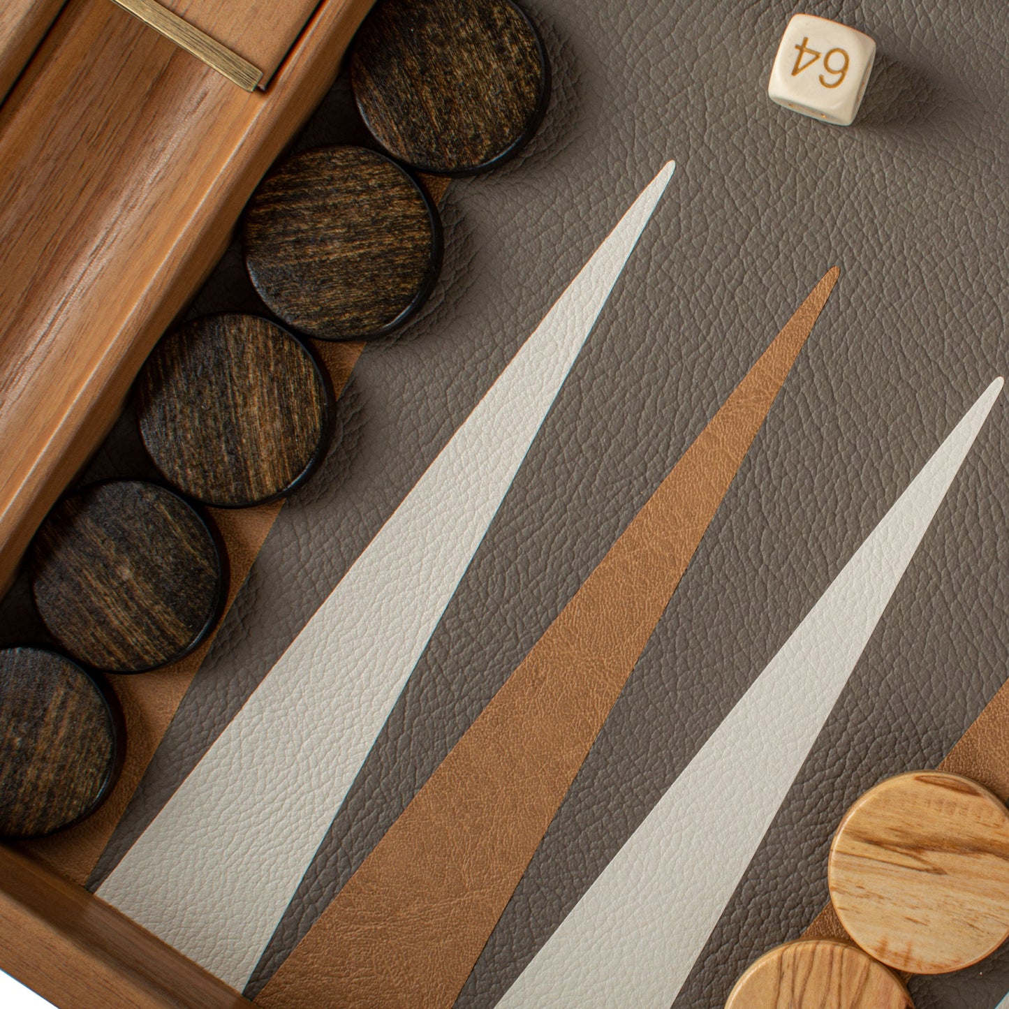 Premium Handcrafted Snake Tote in Grey and Beige Leather Backgammon Set - Premium Backgammon from MANOPOULOS Chess & Backgammon - Just €519! Shop now at MANOPOULOS Chess & Backgammon