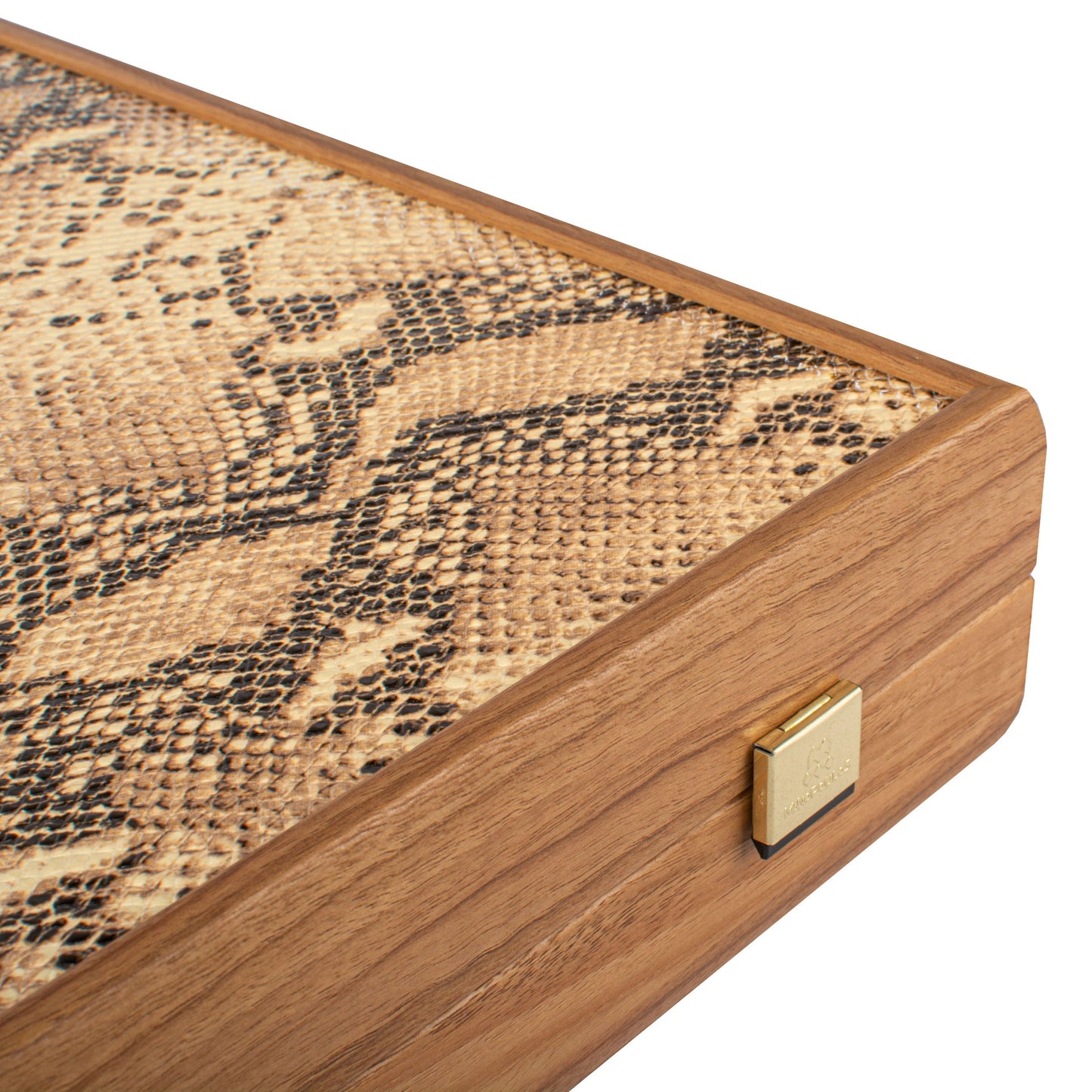 Premium Handcrafted Snake Tote in Grey and Beige Leather Backgammon Set - Premium Backgammon from MANOPOULOS Chess & Backgammon - Just €519! Shop now at MANOPOULOS Chess & Backgammon