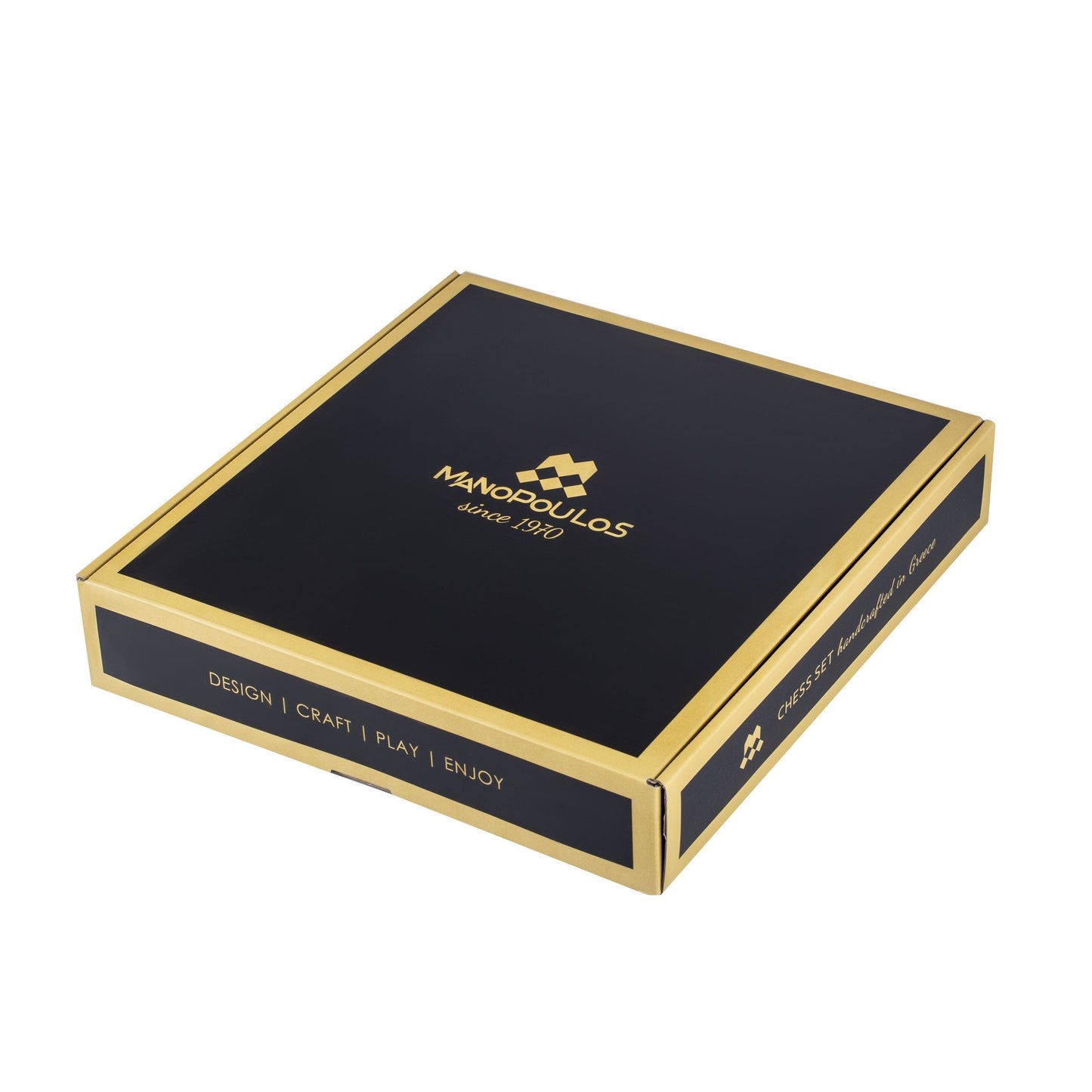 RENAISSANCE CHESS SET with blue/brown chessmen and bronze chessboard 36 x 36cm (Medium) - Premium Chess from MANOPOULOS Chess & Backgammon - Just €210! Shop now at MANOPOULOS Chess & Backgammon