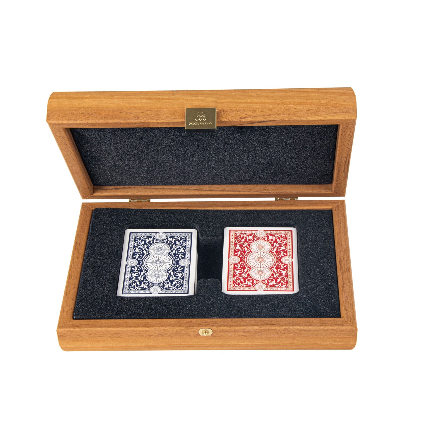 Luxury Plastic-Coated Playing Cards in Walnut Wooden Case - Perfect Gift for Gamers - Premium Playing Cards from MANOPOULOS Chess & Backgammon - Just €37! Shop now at MANOPOULOS Chess & Backgammon