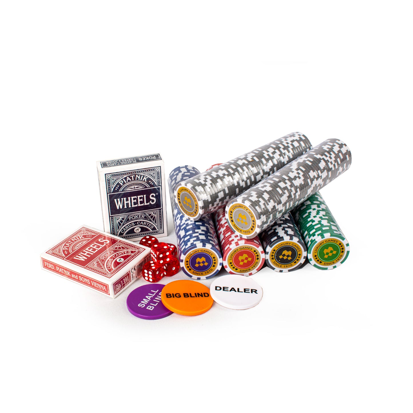Luxury Poker Set in Dark Walnut Wooden Replica Case