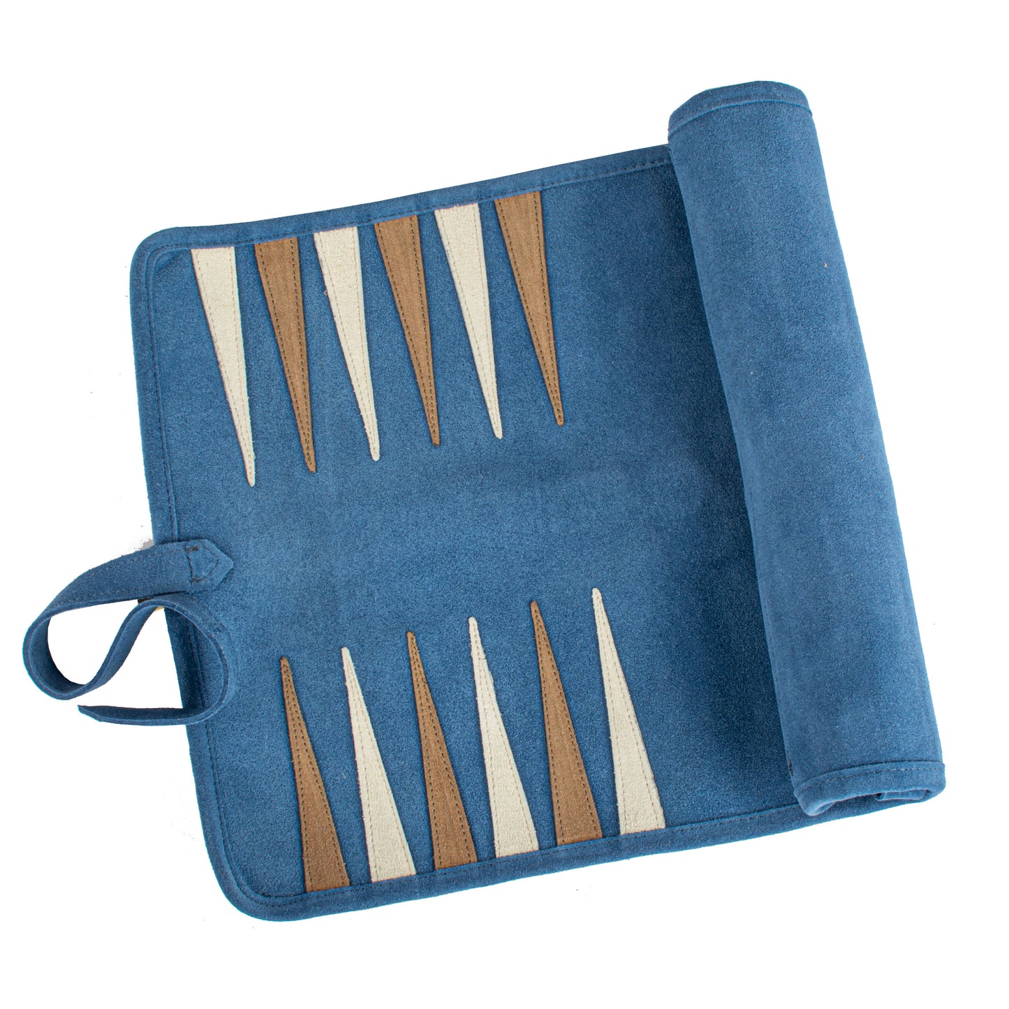 Premium Handcrafted RAF Blue Suede Roll-Up Backgammon Set
