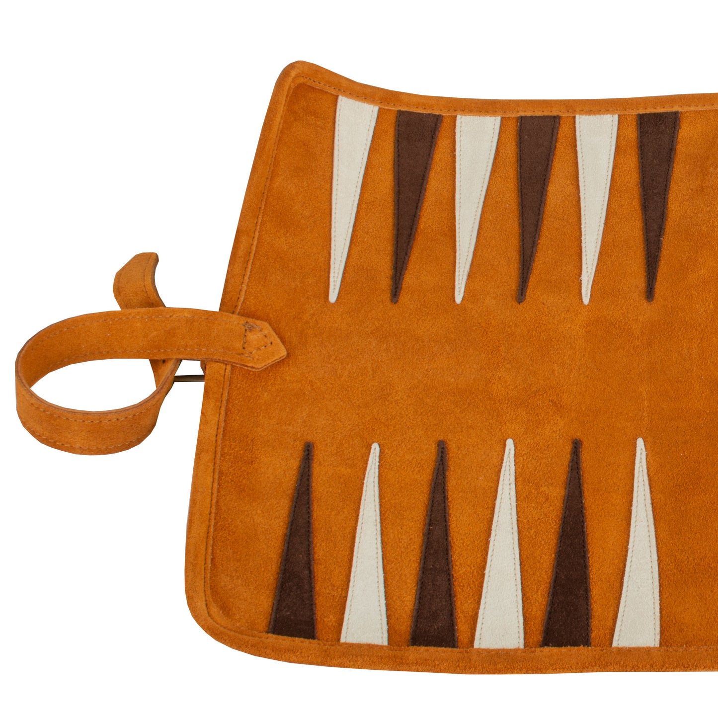 Premium Handcrafted Cinnamon Brown Suede Roll-Up Backgammon Set