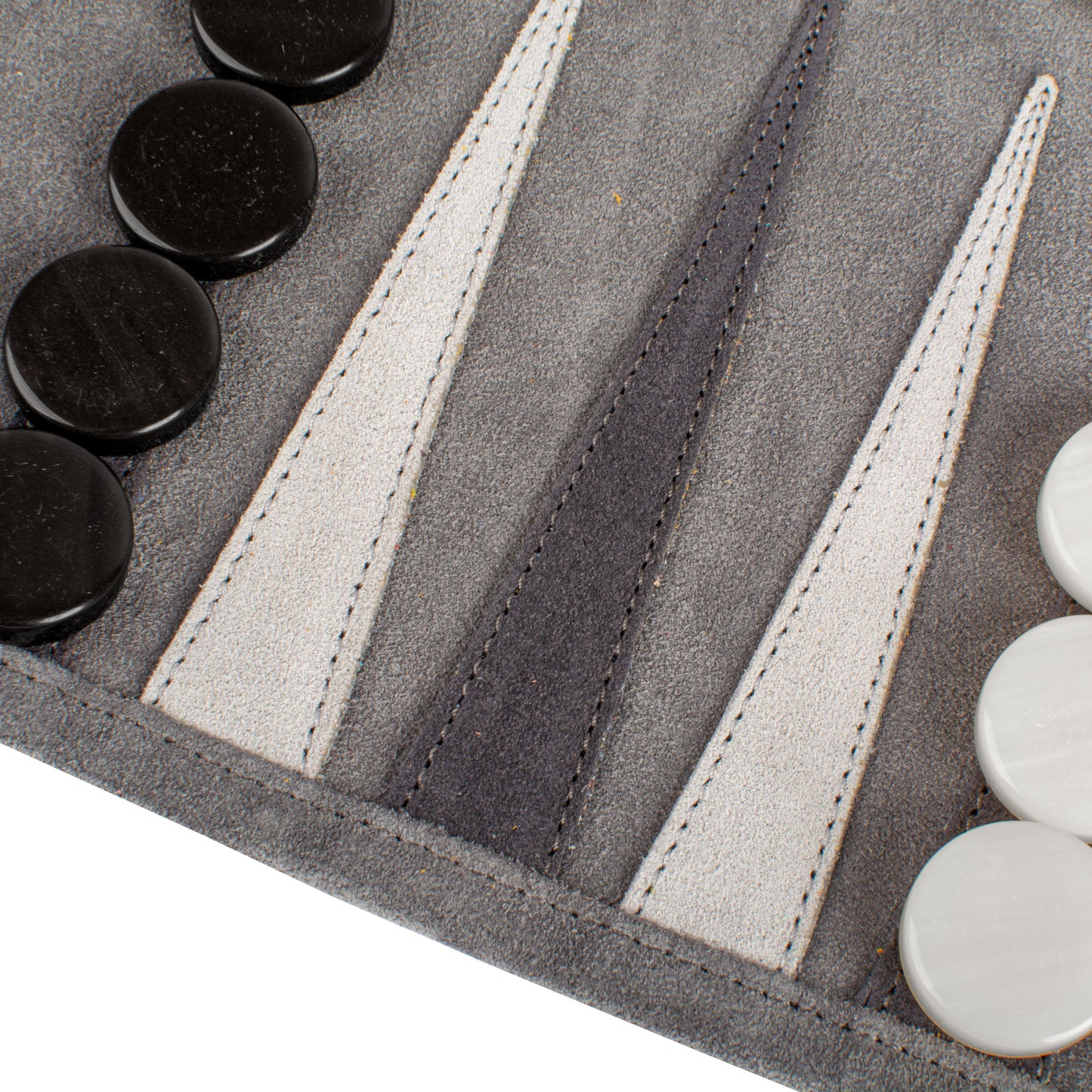 Premium Handcrafted Grey Suede Roll-Up Backgammon Set