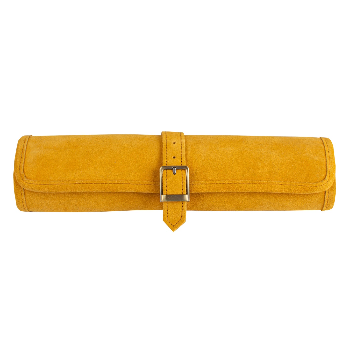 Premium Handcrafted Warm Yellow Suede Roll-Up Backgammon Set