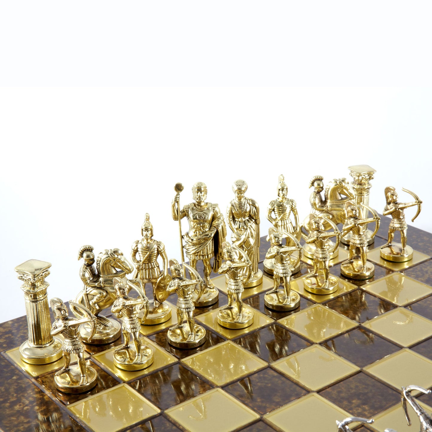 ARCHERS CHESS SET with gold/silver chessmen and bronze chessboard 44 x 44cm (Large) - Premium Chess from MANOPOULOS Chess & Backgammon - Just €275! Shop now at MANOPOULOS Chess & Backgammon