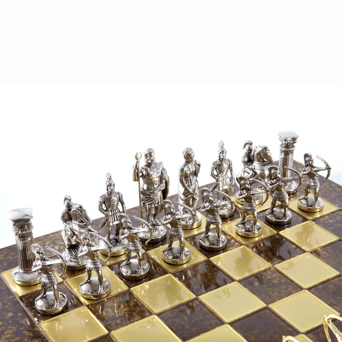 ARCHERS CHESS SET with gold/silver chessmen and bronze chessboard 44 x 44cm (Large) - Premium Chess from MANOPOULOS Chess & Backgammon - Just €275! Shop now at MANOPOULOS Chess & Backgammon