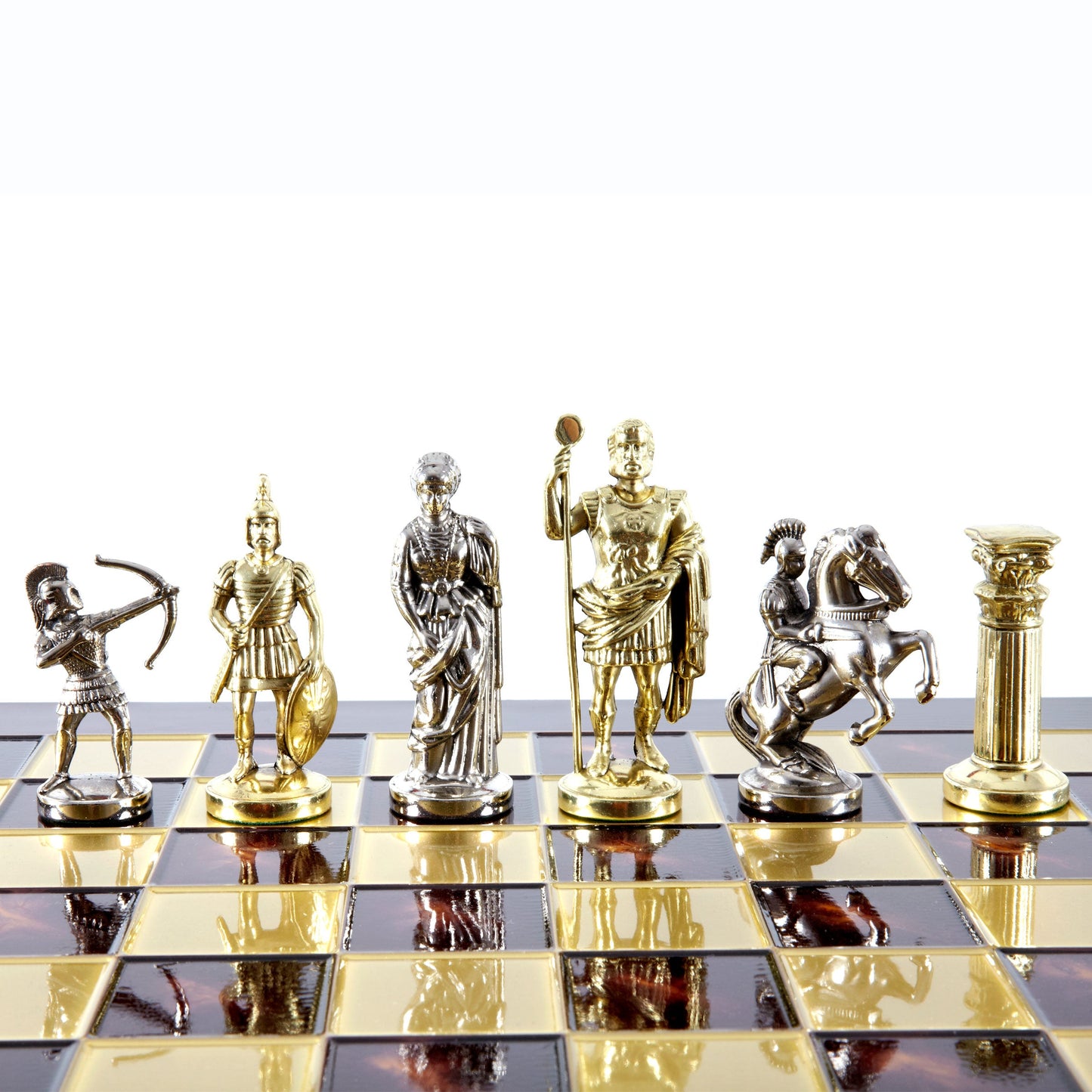 ARCHERS CHESS SET with gold/silver chessmen and bronze chessboard 44 x 44cm (Large) - Premium Chess from MANOPOULOS Chess & Backgammon - Just €275! Shop now at MANOPOULOS Chess & Backgammon