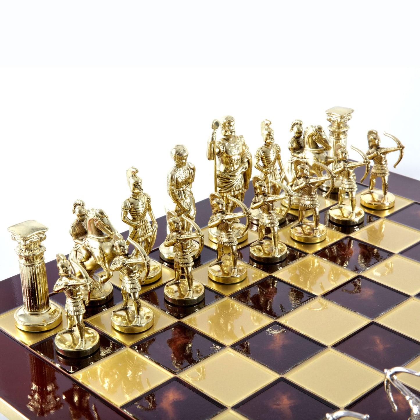 ARCHERS CHESS SET with gold/silver chessmen and bronze chessboard 44 x 44cm (Large) - Premium Chess from MANOPOULOS Chess & Backgammon - Just €275! Shop now at MANOPOULOS Chess & Backgammon