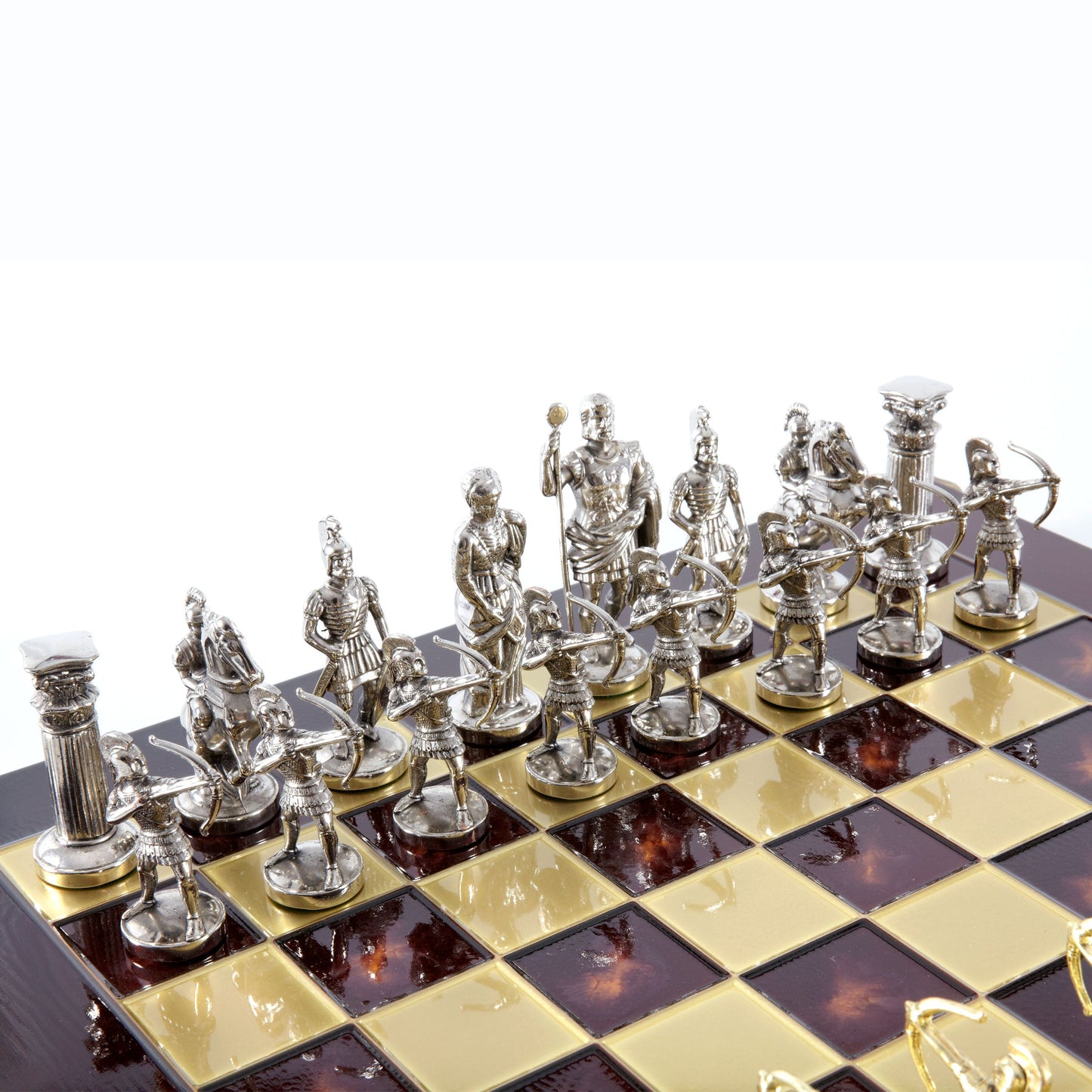 ARCHERS CHESS SET with gold/silver chessmen and bronze chessboard 44 x 44cm (Large) - Premium Chess from MANOPOULOS Chess & Backgammon - Just €275! Shop now at MANOPOULOS Chess & Backgammon