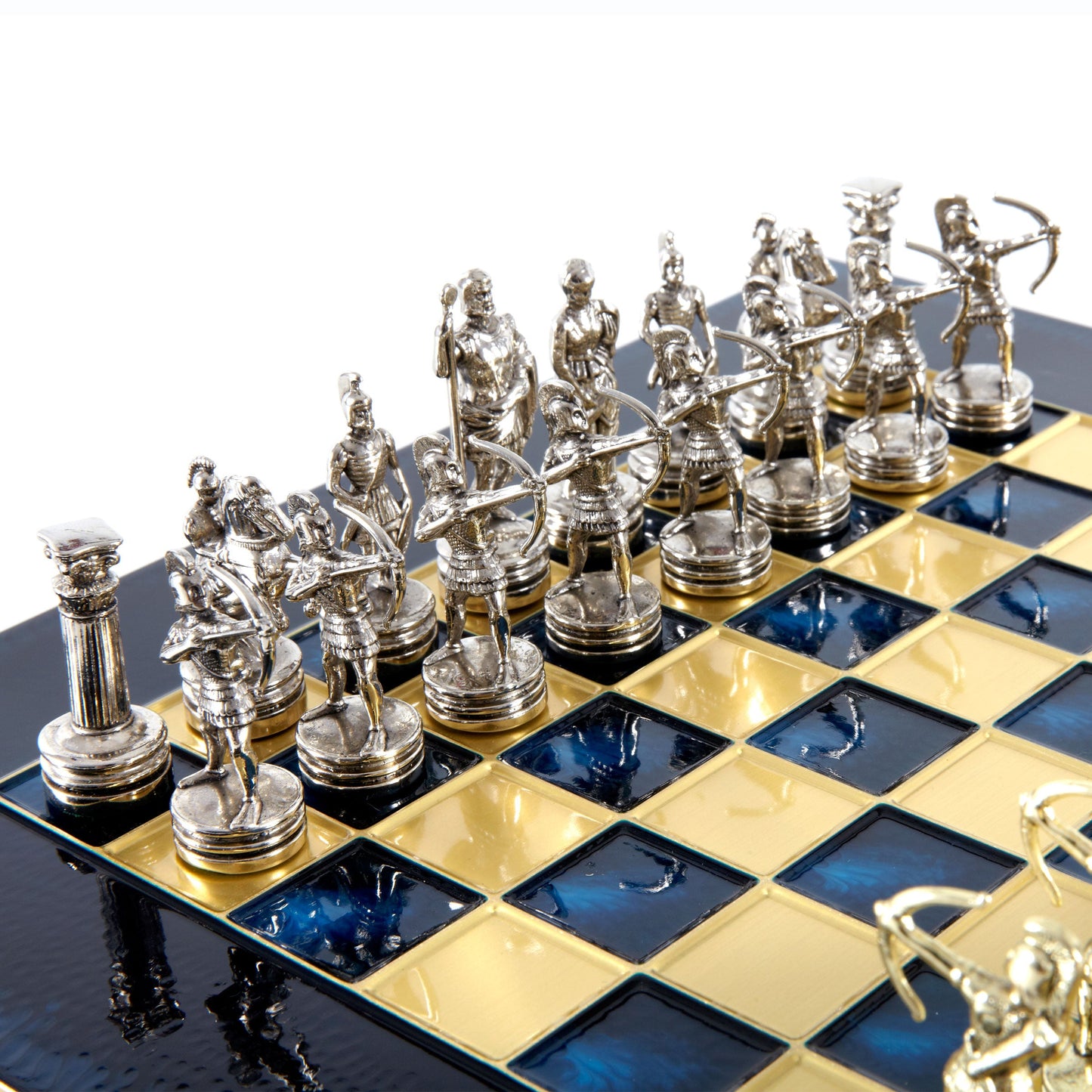 ARCHERS CHESS SET with gold/silver chessmen and bronze chessboard 28 x 28cm (Small) - Premium Chess from MANOPOULOS Chess & Backgammon - Just €168! Shop now at MANOPOULOS Chess & Backgammon