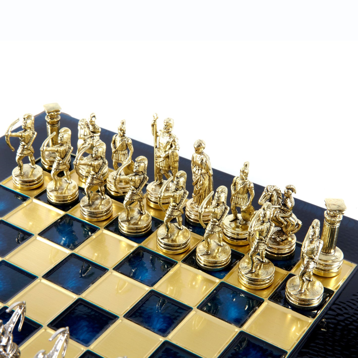 ARCHERS CHESS SET with gold/silver chessmen and bronze chessboard 28 x 28cm (Small) - Premium Chess from MANOPOULOS Chess & Backgammon - Just €168! Shop now at MANOPOULOS Chess & Backgammon