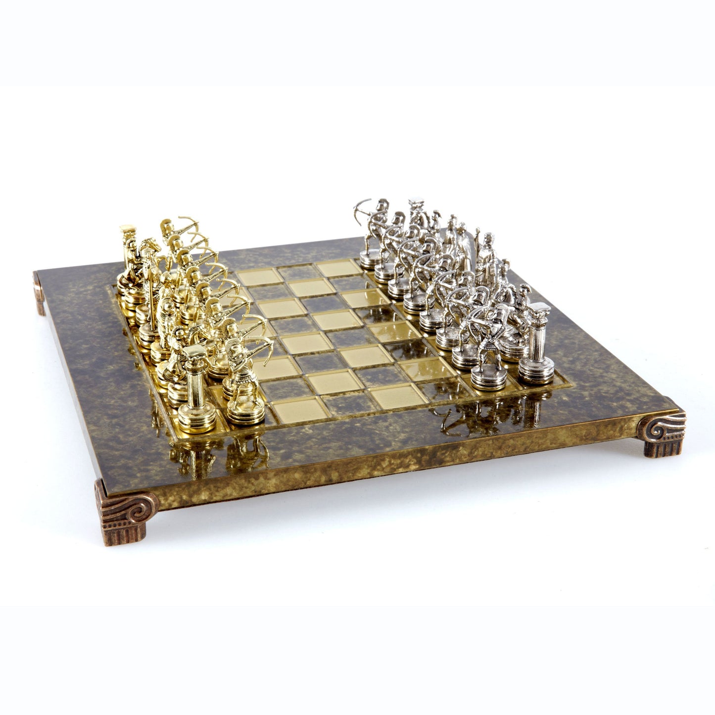 ARCHERS CHESS SET with gold/silver chessmen and bronze chessboard 28 x 28cm (Small) - Premium Chess from MANOPOULOS Chess & Backgammon - Just €168! Shop now at MANOPOULOS Chess & Backgammon