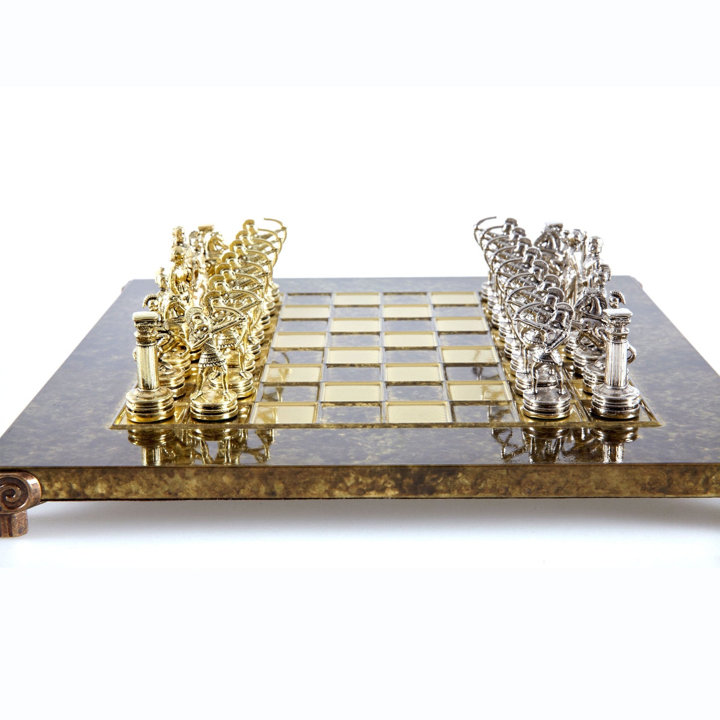 ARCHERS CHESS SET with gold/silver chessmen and bronze chessboard 28 x 28cm (Small) - Premium Chess from MANOPOULOS Chess & Backgammon - Just €168! Shop now at MANOPOULOS Chess & Backgammon