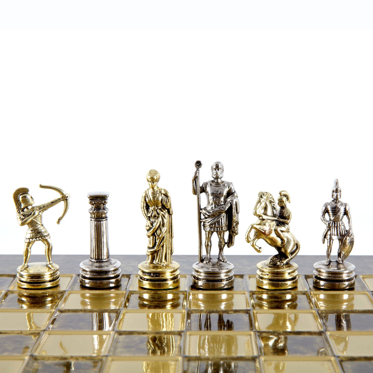 ARCHERS CHESS SET with gold/silver chessmen and bronze chessboard 28 x 28cm (Small) - Premium Chess from MANOPOULOS Chess & Backgammon - Just €168! Shop now at MANOPOULOS Chess & Backgammon
