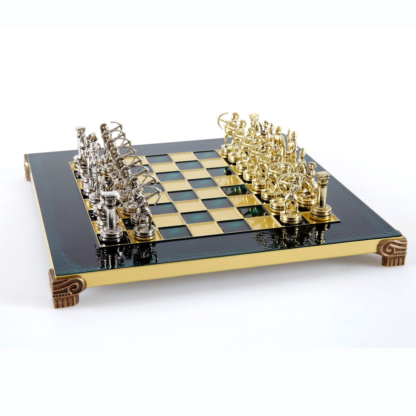 ARCHERS CHESS SET with gold/silver chessmen and bronze chessboard 28 x 28cm (Small) - Premium Chess from MANOPOULOS Chess & Backgammon - Just €168! Shop now at MANOPOULOS Chess & Backgammon