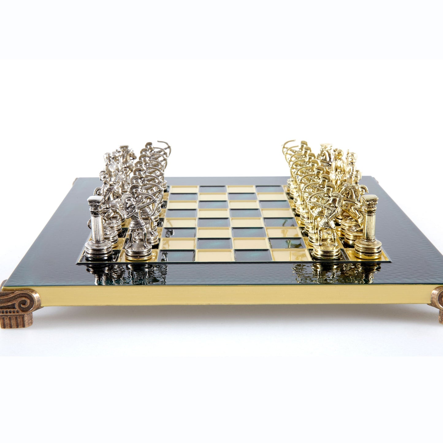 ARCHERS CHESS SET with gold/silver chessmen and bronze chessboard 28 x 28cm (Small) - Premium Chess from MANOPOULOS Chess & Backgammon - Just €168! Shop now at MANOPOULOS Chess & Backgammon