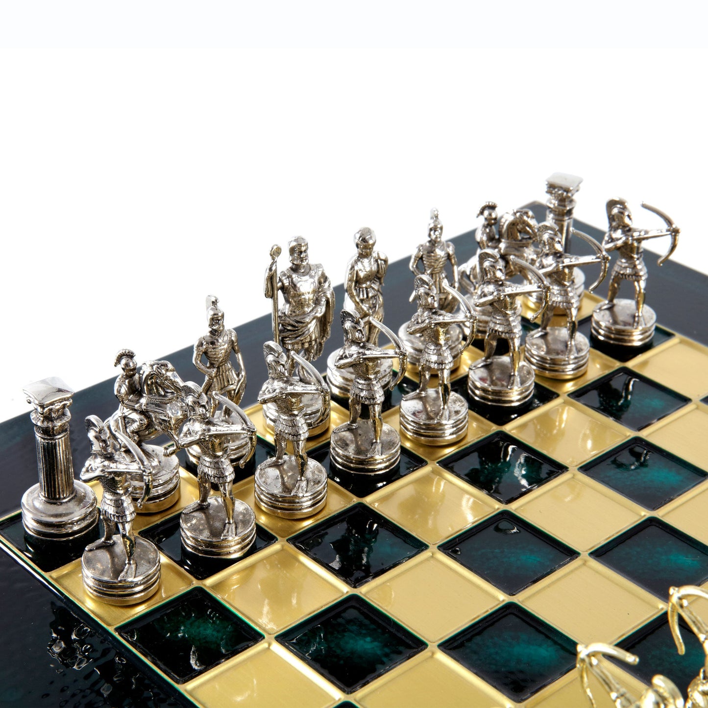 ARCHERS CHESS SET with gold/silver chessmen and bronze chessboard 28 x 28cm (Small) - Premium Chess from MANOPOULOS Chess & Backgammon - Just €168! Shop now at MANOPOULOS Chess & Backgammon