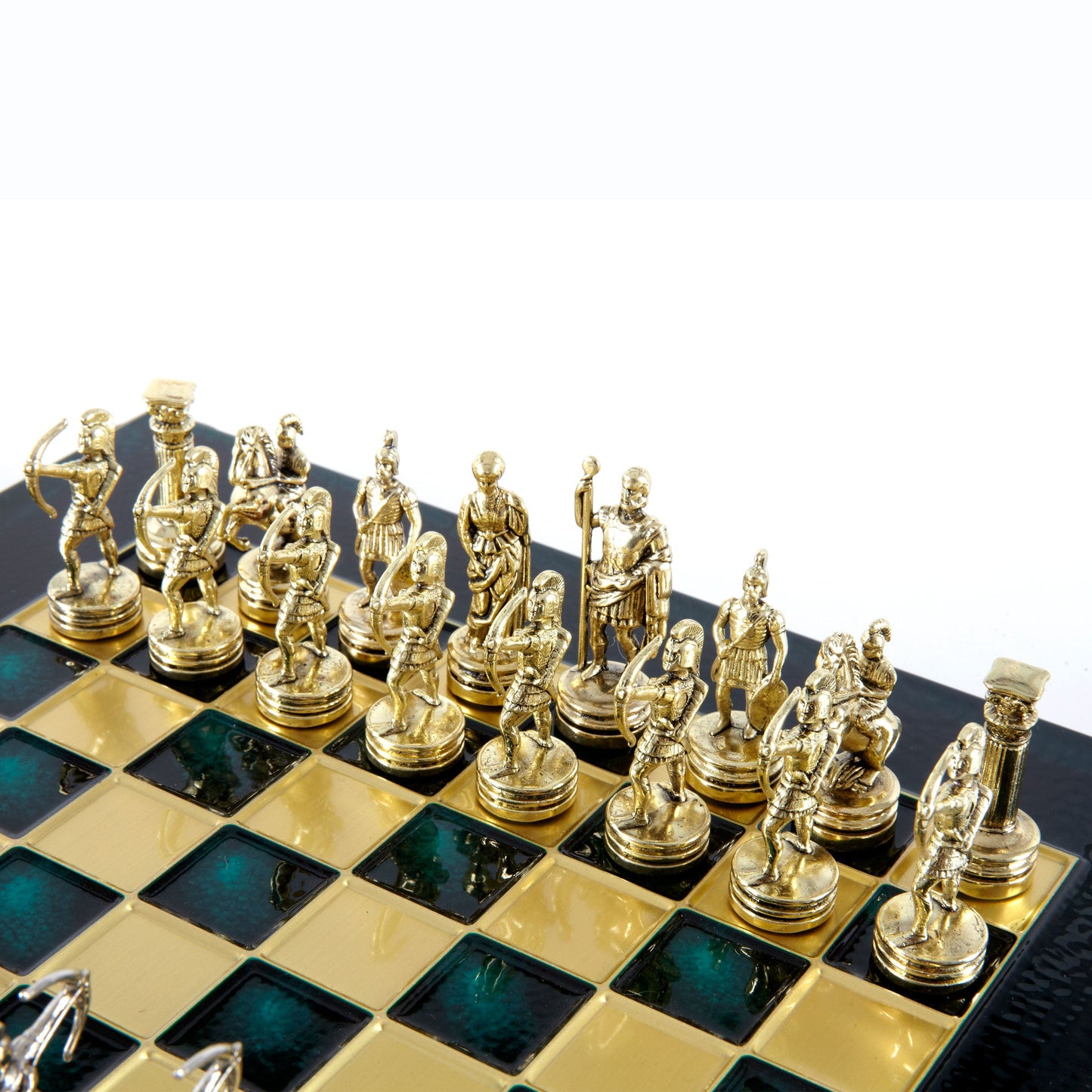 ARCHERS CHESS SET with gold/silver chessmen and bronze chessboard 28 x 28cm (Small) - Premium Chess from MANOPOULOS Chess & Backgammon - Just €168! Shop now at MANOPOULOS Chess & Backgammon