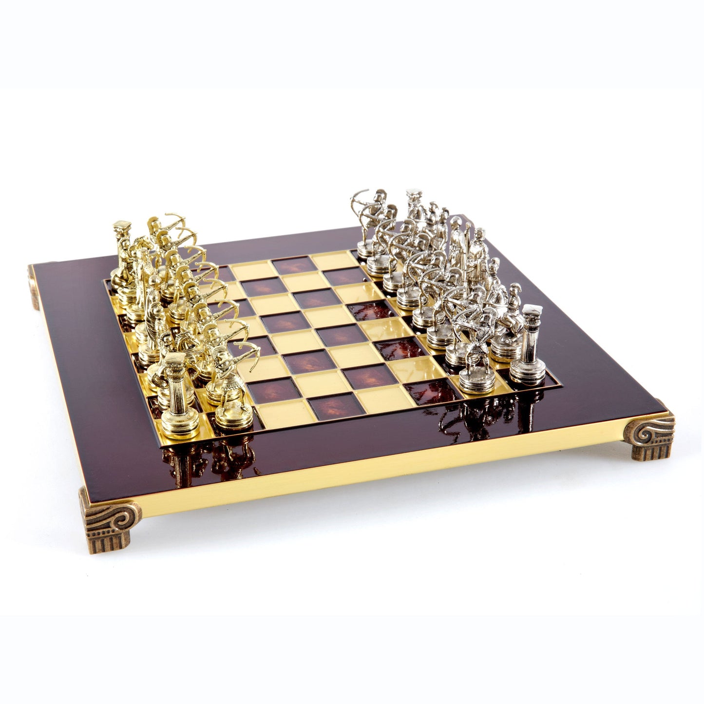 ARCHERS CHESS SET with gold/silver chessmen and bronze chessboard 28 x 28cm (Small) - Premium Chess from MANOPOULOS Chess & Backgammon - Just €168! Shop now at MANOPOULOS Chess & Backgammon