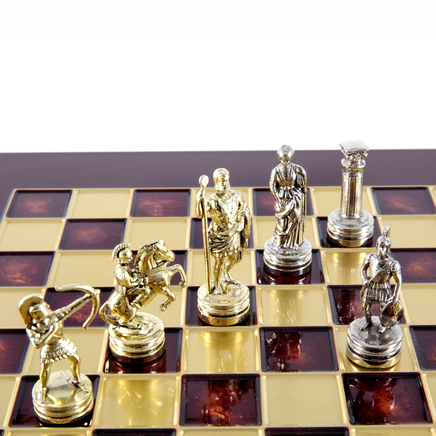 ARCHERS CHESS SET with gold/silver chessmen and bronze chessboard 28 x 28cm (Small) - Premium Chess from MANOPOULOS Chess & Backgammon - Just €168! Shop now at MANOPOULOS Chess & Backgammon