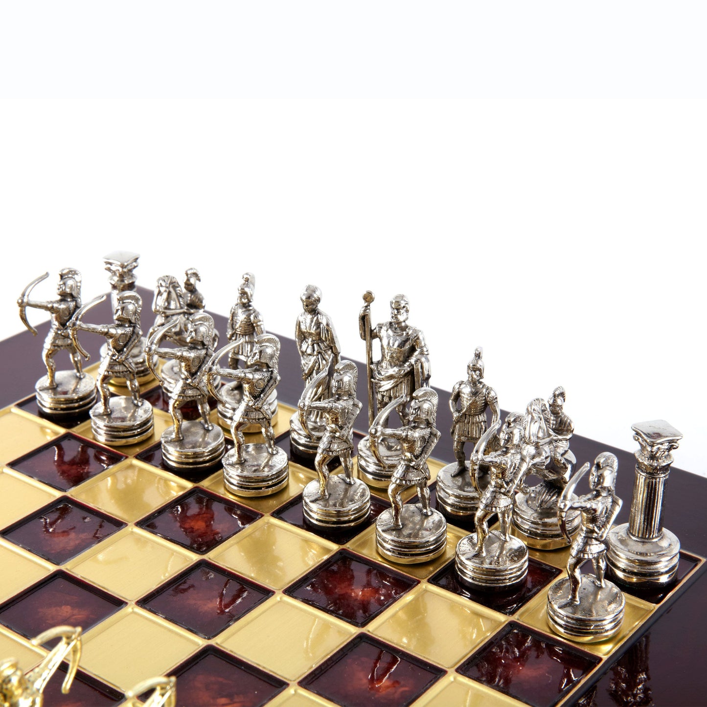 ARCHERS CHESS SET with gold/silver chessmen and bronze chessboard 28 x 28cm (Small) - Premium Chess from MANOPOULOS Chess & Backgammon - Just €168! Shop now at MANOPOULOS Chess & Backgammon
