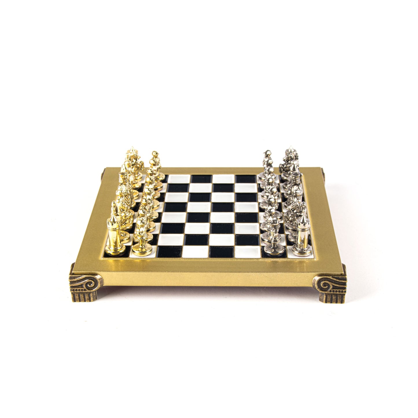 BYZANTINE EMPIRE CHESS SET with gold/silver chessmen and bronze chessboard 20 x 20cm (Extra Small) - Premium Chess from MANOPOULOS Chess & Backgammon - Just €85! Shop now at MANOPOULOS Chess & Backgammon