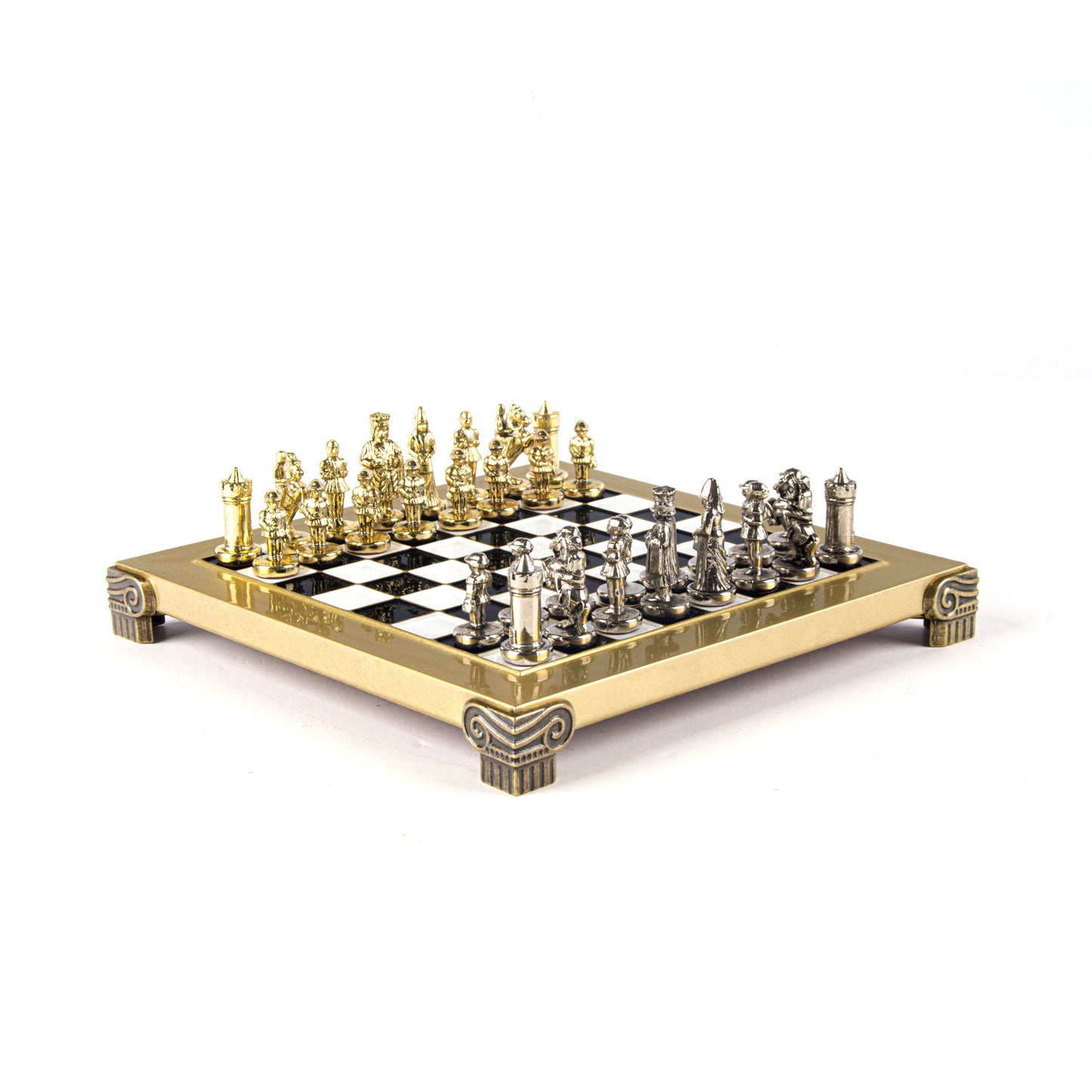 BYZANTINE EMPIRE CHESS SET with gold/silver chessmen and bronze chessboard 20 x 20cm (Extra Small) - Premium Chess from MANOPOULOS Chess & Backgammon - Just €85! Shop now at MANOPOULOS Chess & Backgammon