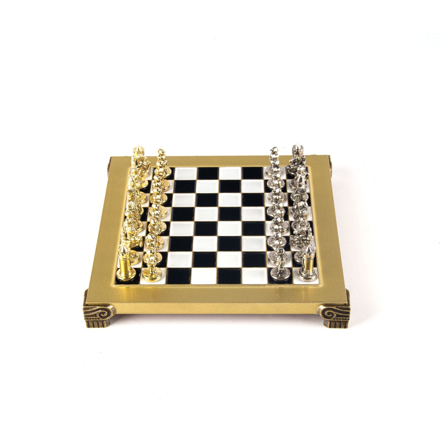 BYZANTINE EMPIRE CHESS SET with gold/silver chessmen and bronze chessboard 20 x 20cm (Extra Small) - Premium Chess from MANOPOULOS Chess & Backgammon - Just €85! Shop now at MANOPOULOS Chess & Backgammon