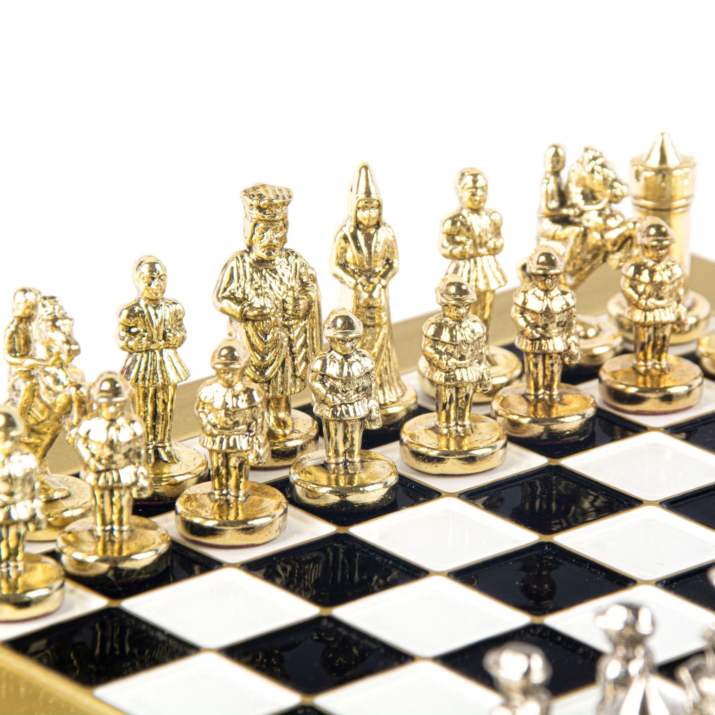 BYZANTINE EMPIRE CHESS SET with gold/silver chessmen and bronze chessboard 20 x 20cm (Extra Small) - Premium Chess from MANOPOULOS Chess & Backgammon - Just €85! Shop now at MANOPOULOS Chess & Backgammon