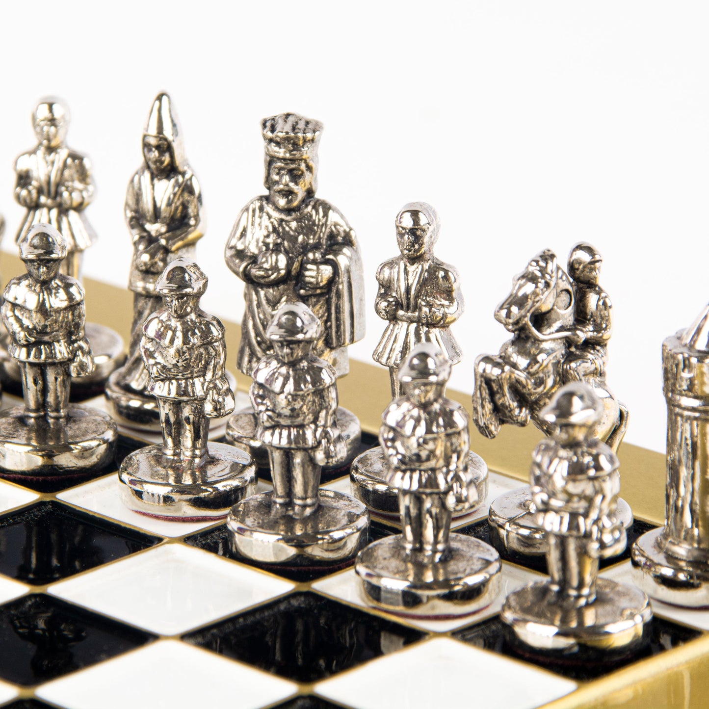 BYZANTINE EMPIRE CHESS SET with gold/silver chessmen and bronze chessboard 20 x 20cm (Extra Small) - Premium Chess from MANOPOULOS Chess & Backgammon - Just €85! Shop now at MANOPOULOS Chess & Backgammon
