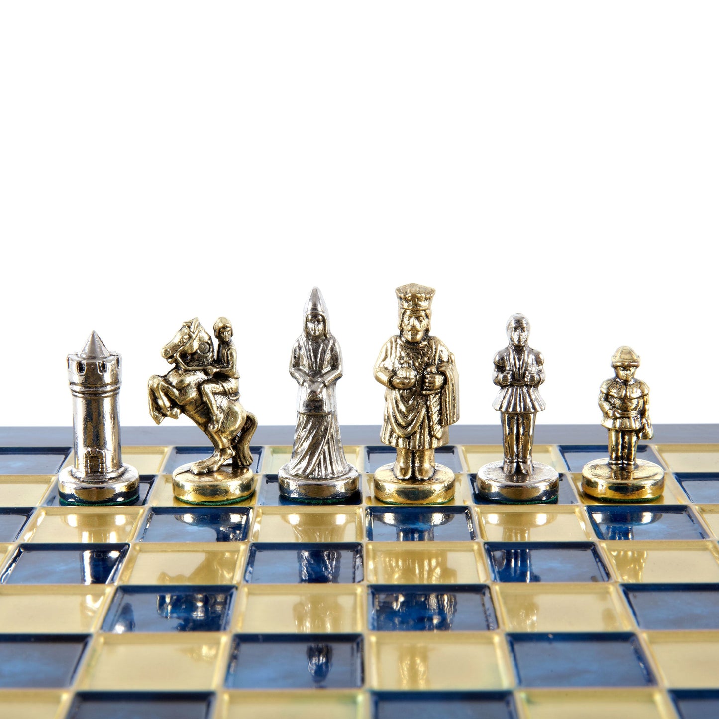 BYZANTINE EMPIRE CHESS SET with gold/silver chessmen and bronze chessboard 20 x 20cm (Extra Small) - Premium Chess from MANOPOULOS Chess & Backgammon - Just €85! Shop now at MANOPOULOS Chess & Backgammon