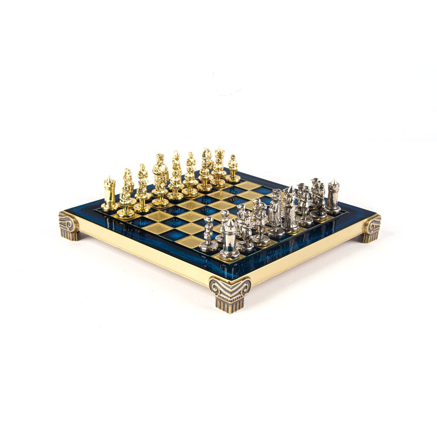 BYZANTINE EMPIRE CHESS SET with gold/silver chessmen and bronze chessboard 20 x 20cm (Extra Small) - Premium Chess from MANOPOULOS Chess & Backgammon - Just €85! Shop now at MANOPOULOS Chess & Backgammon