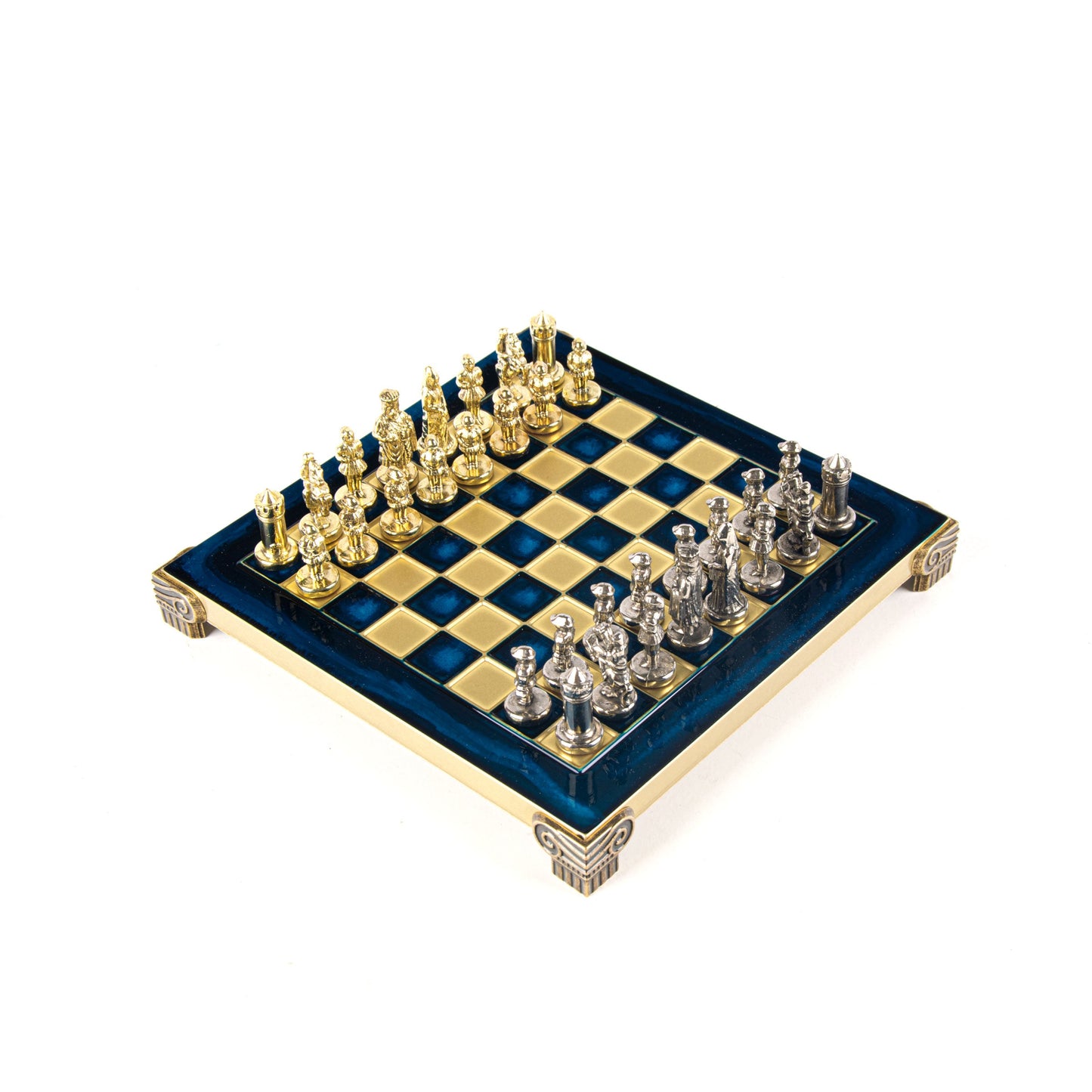 BYZANTINE EMPIRE CHESS SET with gold/silver chessmen and bronze chessboard 20 x 20cm (Extra Small) - Premium Chess from MANOPOULOS Chess & Backgammon - Just €85! Shop now at MANOPOULOS Chess & Backgammon