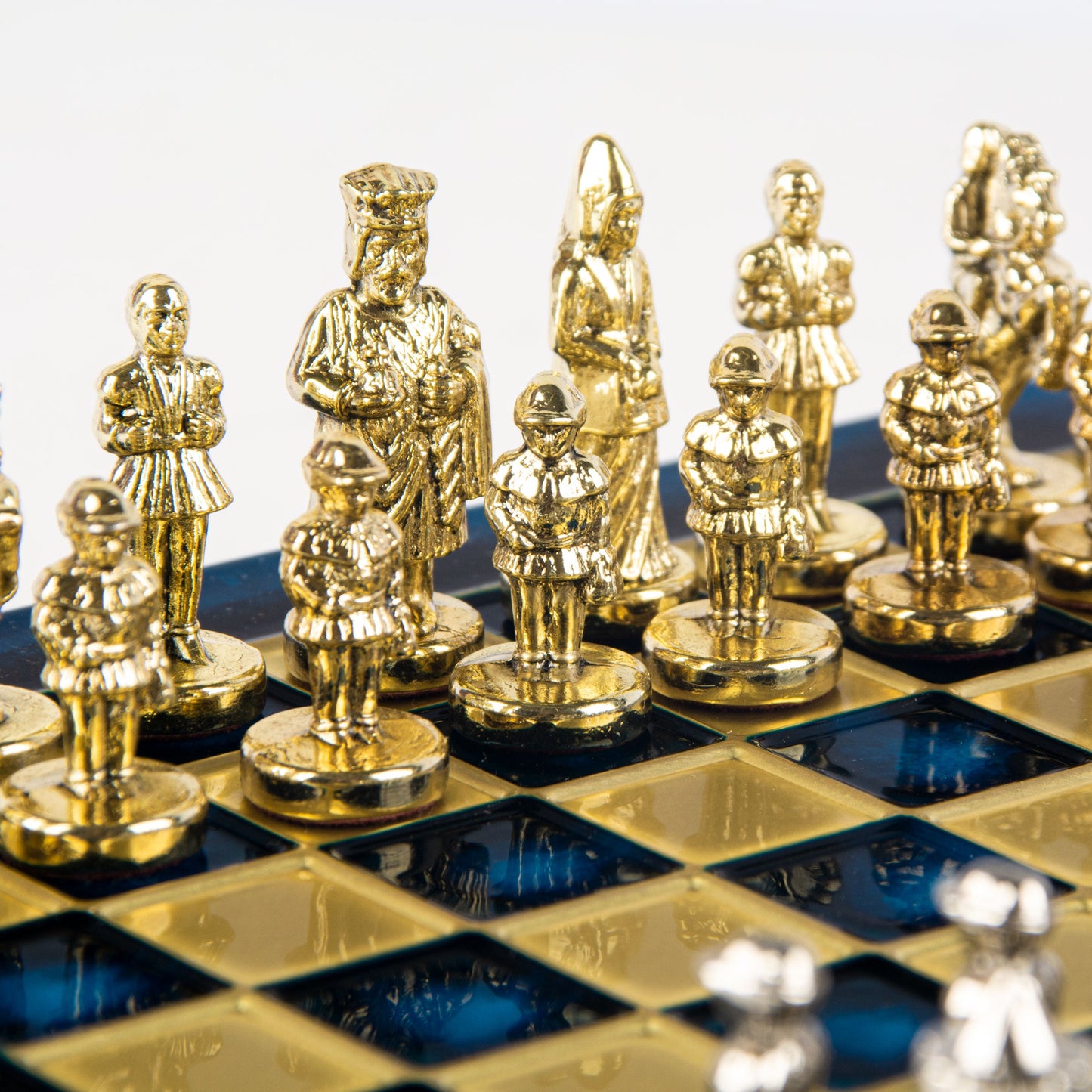 BYZANTINE EMPIRE CHESS SET with gold/silver chessmen and bronze chessboard 20 x 20cm (Extra Small) - Premium Chess from MANOPOULOS Chess & Backgammon - Just €85! Shop now at MANOPOULOS Chess & Backgammon