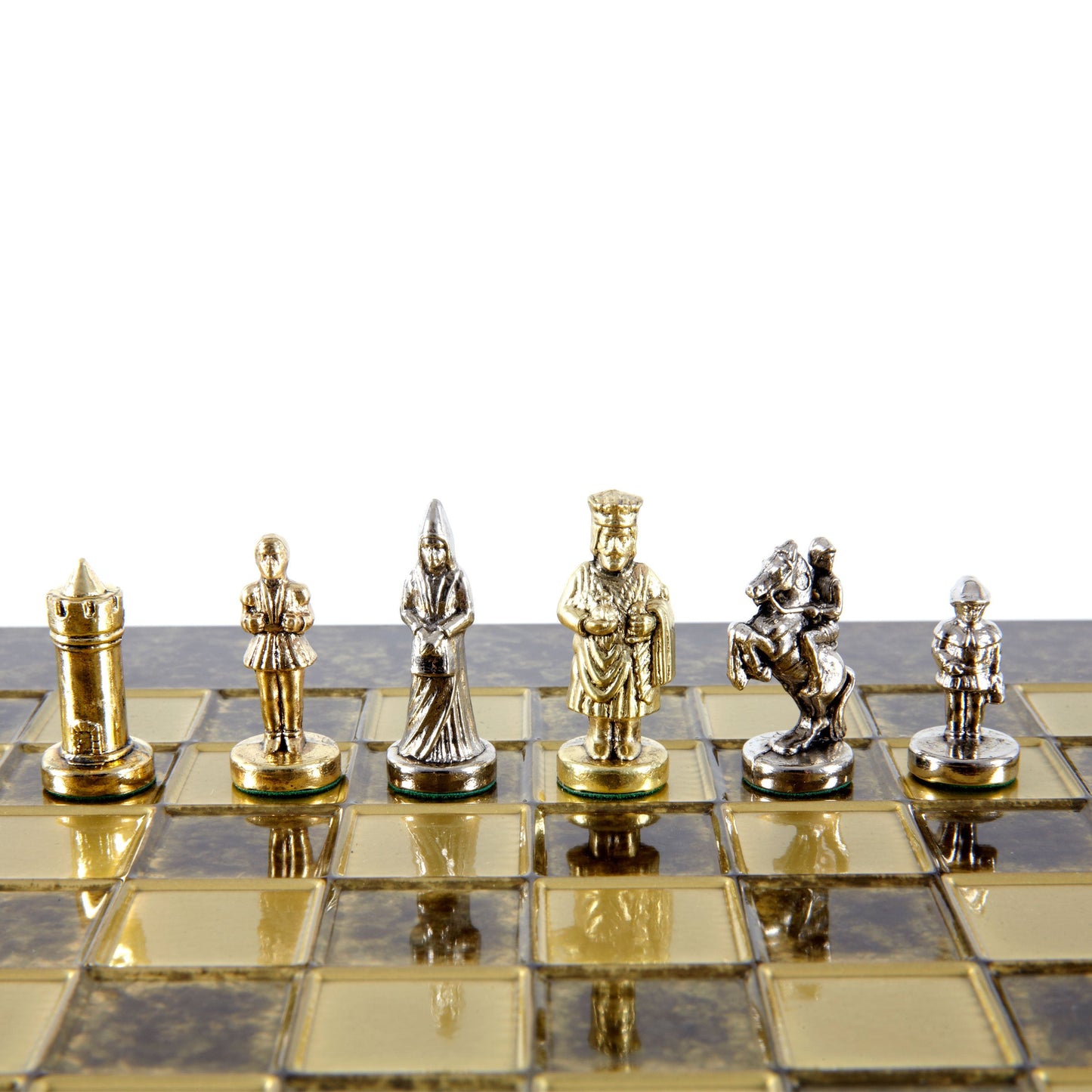 BYZANTINE EMPIRE CHESS SET with gold/silver chessmen and bronze chessboard 20 x 20cm (Extra Small) - Premium Chess from MANOPOULOS Chess & Backgammon - Just €85! Shop now at MANOPOULOS Chess & Backgammon