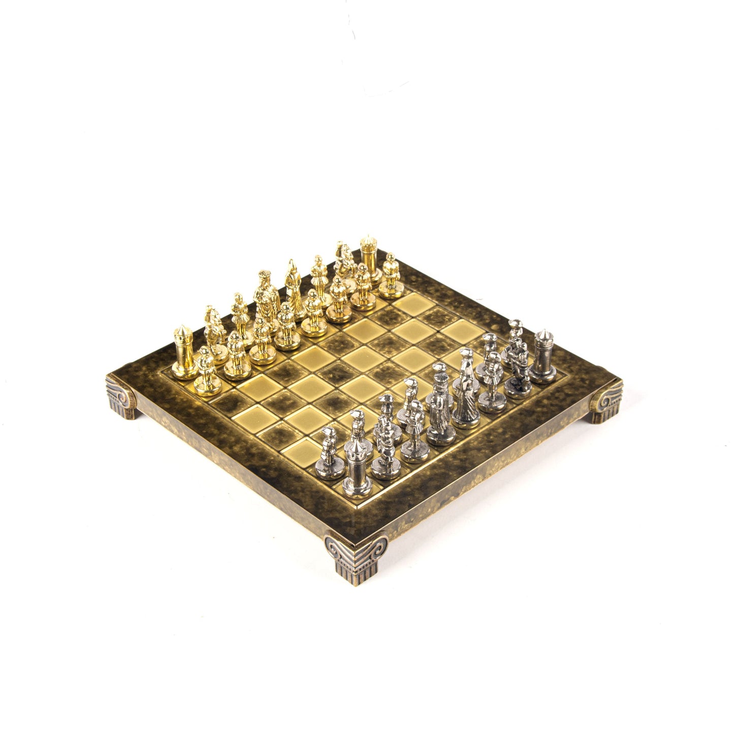 BYZANTINE EMPIRE CHESS SET with gold/silver chessmen and bronze chessboard 20 x 20cm (Extra Small) - Premium Chess from MANOPOULOS Chess & Backgammon - Just €85! Shop now at MANOPOULOS Chess & Backgammon