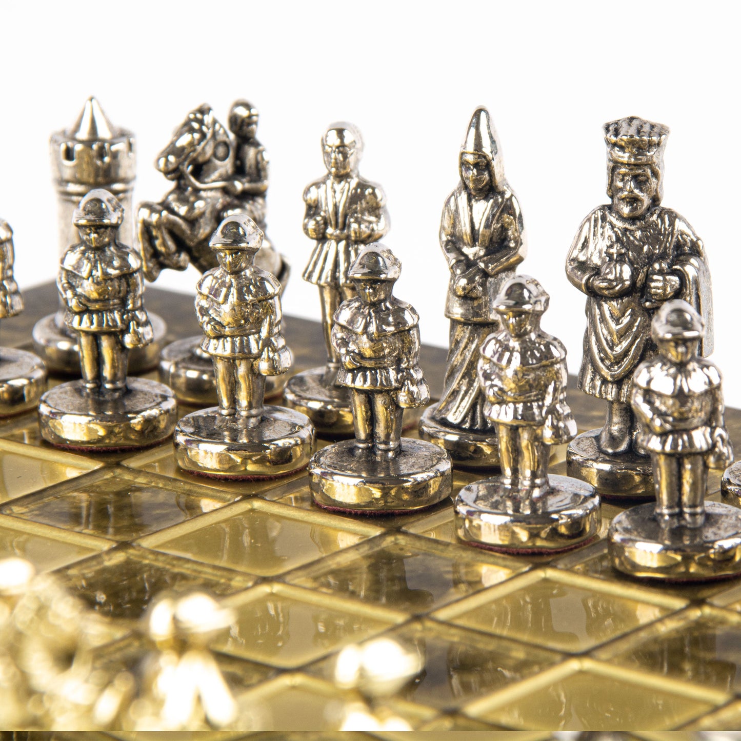 BYZANTINE EMPIRE CHESS SET with gold/silver chessmen and bronze chessboard 20 x 20cm (Extra Small) - Premium Chess from MANOPOULOS Chess & Backgammon - Just €85! Shop now at MANOPOULOS Chess & Backgammon