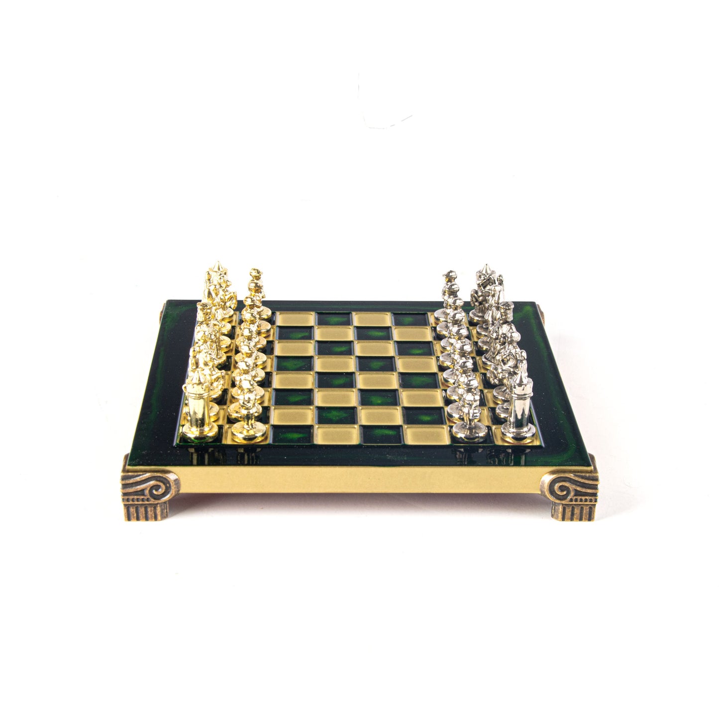 BYZANTINE EMPIRE CHESS SET with gold/silver chessmen and bronze chessboard 20 x 20cm (Extra Small) - Premium Chess from MANOPOULOS Chess & Backgammon - Just €85! Shop now at MANOPOULOS Chess & Backgammon