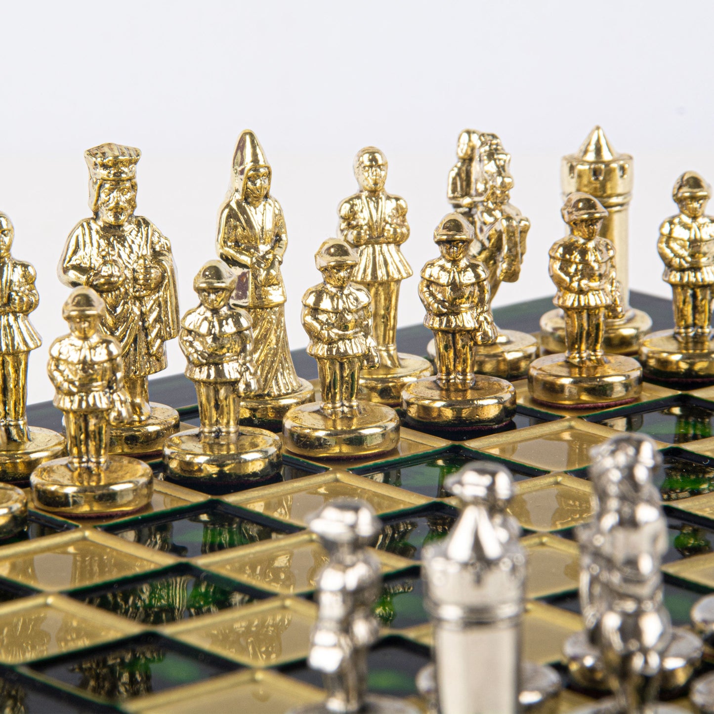 BYZANTINE EMPIRE CHESS SET with gold/silver chessmen and bronze chessboard 20 x 20cm (Extra Small) - Premium Chess from MANOPOULOS Chess & Backgammon - Just €85! Shop now at MANOPOULOS Chess & Backgammon