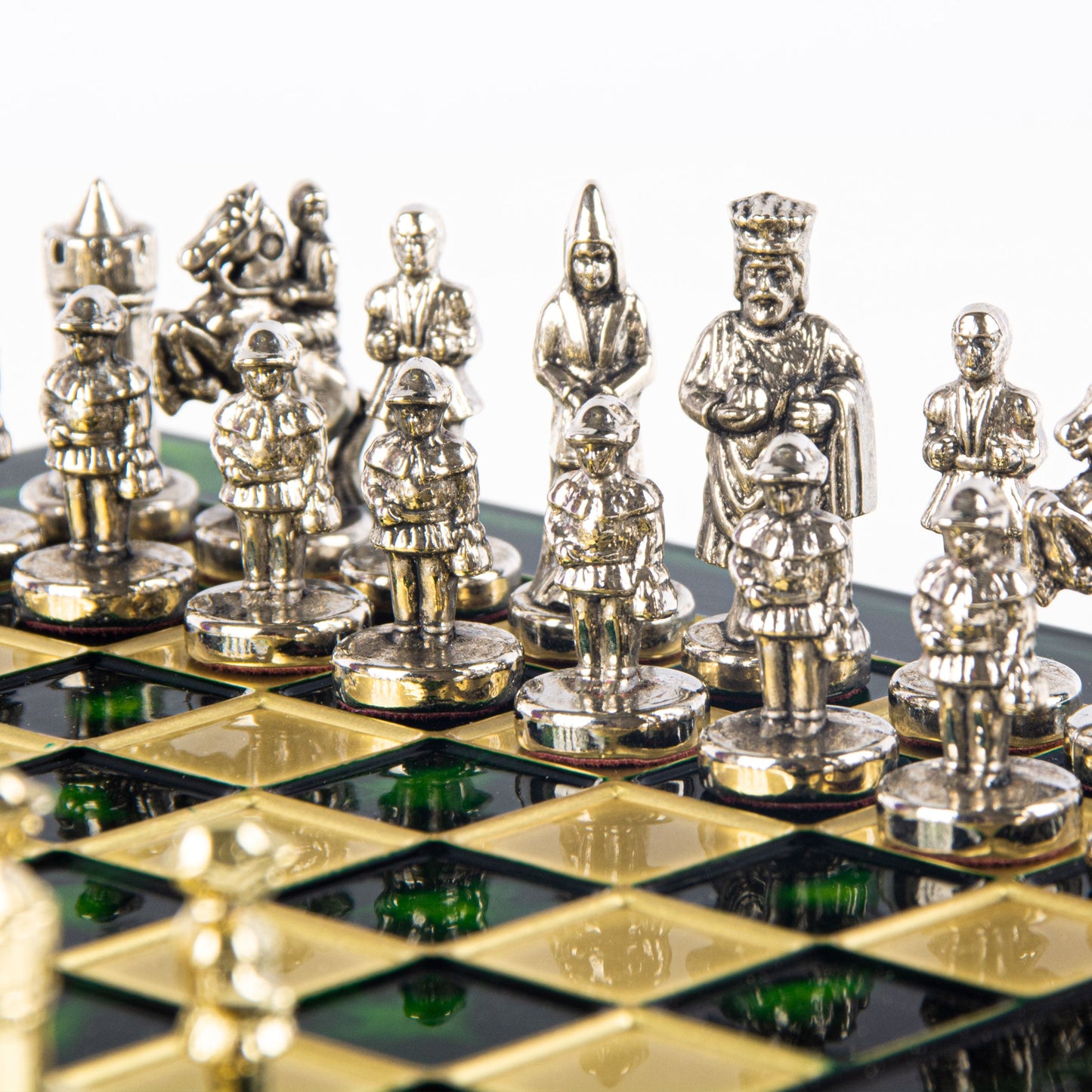 BYZANTINE EMPIRE CHESS SET with gold/silver chessmen and bronze chessboard 20 x 20cm (Extra Small) - Premium Chess from MANOPOULOS Chess & Backgammon - Just €85! Shop now at MANOPOULOS Chess & Backgammon
