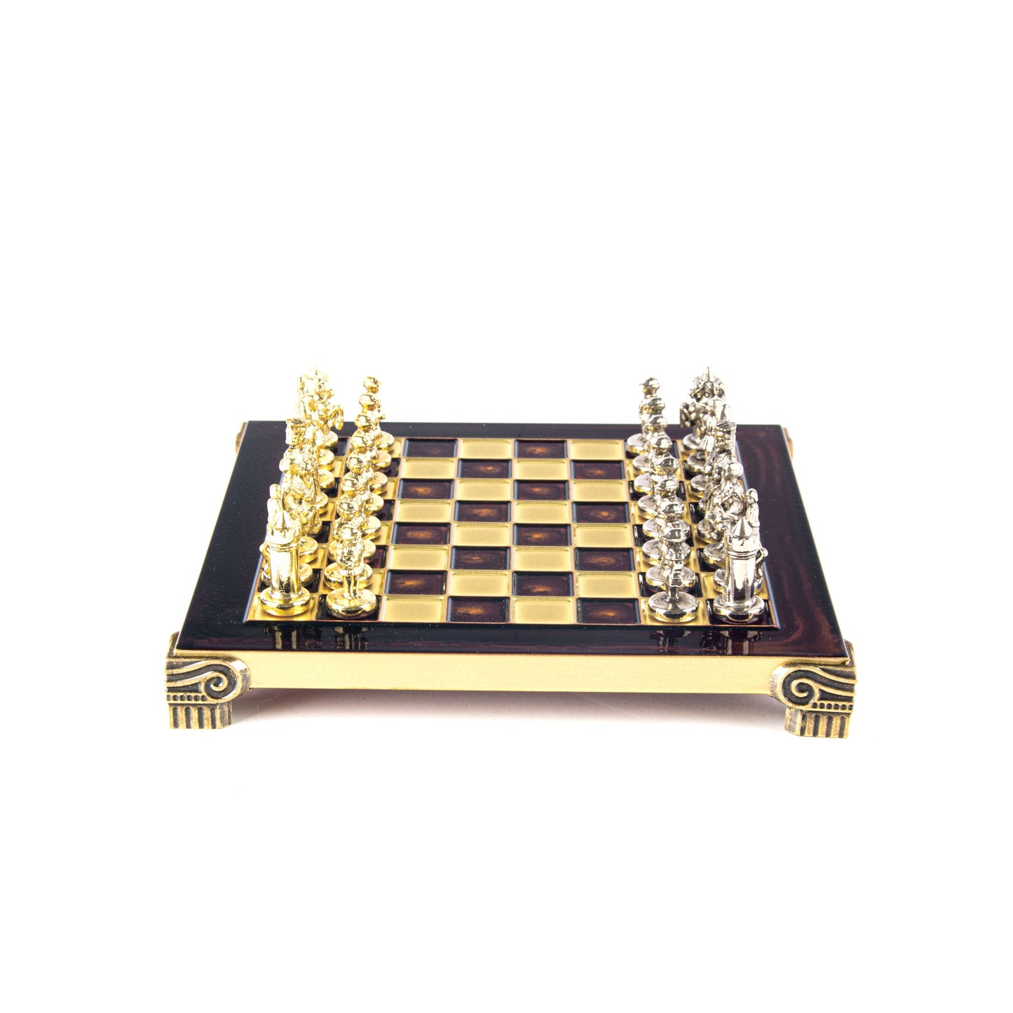 BYZANTINE EMPIRE CHESS SET with gold/silver chessmen and bronze chessboard 20 x 20cm (Extra Small) - Premium Chess from MANOPOULOS Chess & Backgammon - Just €85! Shop now at MANOPOULOS Chess & Backgammon