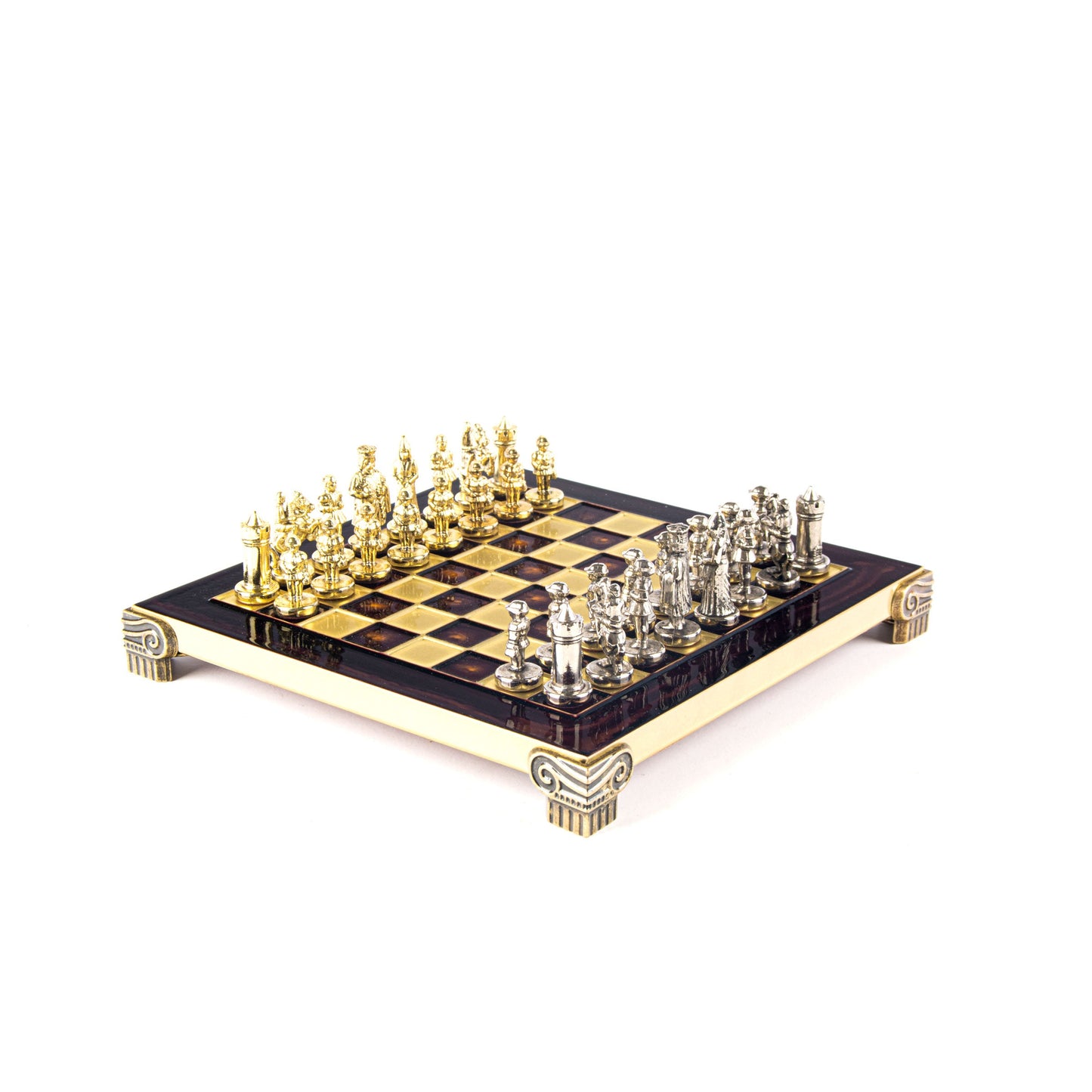 BYZANTINE EMPIRE CHESS SET with gold/silver chessmen and bronze chessboard 20 x 20cm (Extra Small) - Premium Chess from MANOPOULOS Chess & Backgammon - Just €85! Shop now at MANOPOULOS Chess & Backgammon