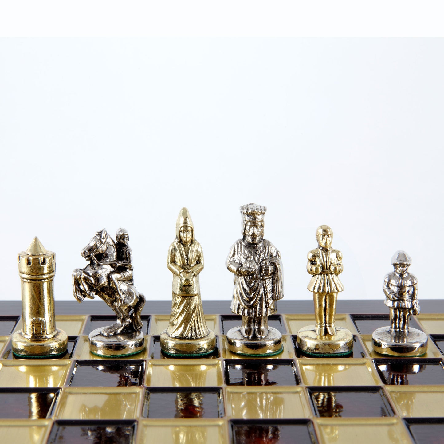 BYZANTINE EMPIRE CHESS SET with gold/silver chessmen and bronze chessboard 20 x 20cm (Extra Small) - Premium Chess from MANOPOULOS Chess & Backgammon - Just €85! Shop now at MANOPOULOS Chess & Backgammon