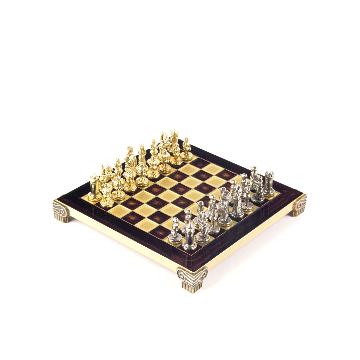 BYZANTINE EMPIRE CHESS SET with gold/silver chessmen and bronze chessboard 20 x 20cm (Extra Small) - Premium Chess from MANOPOULOS Chess & Backgammon - Just €85! Shop now at MANOPOULOS Chess & Backgammon