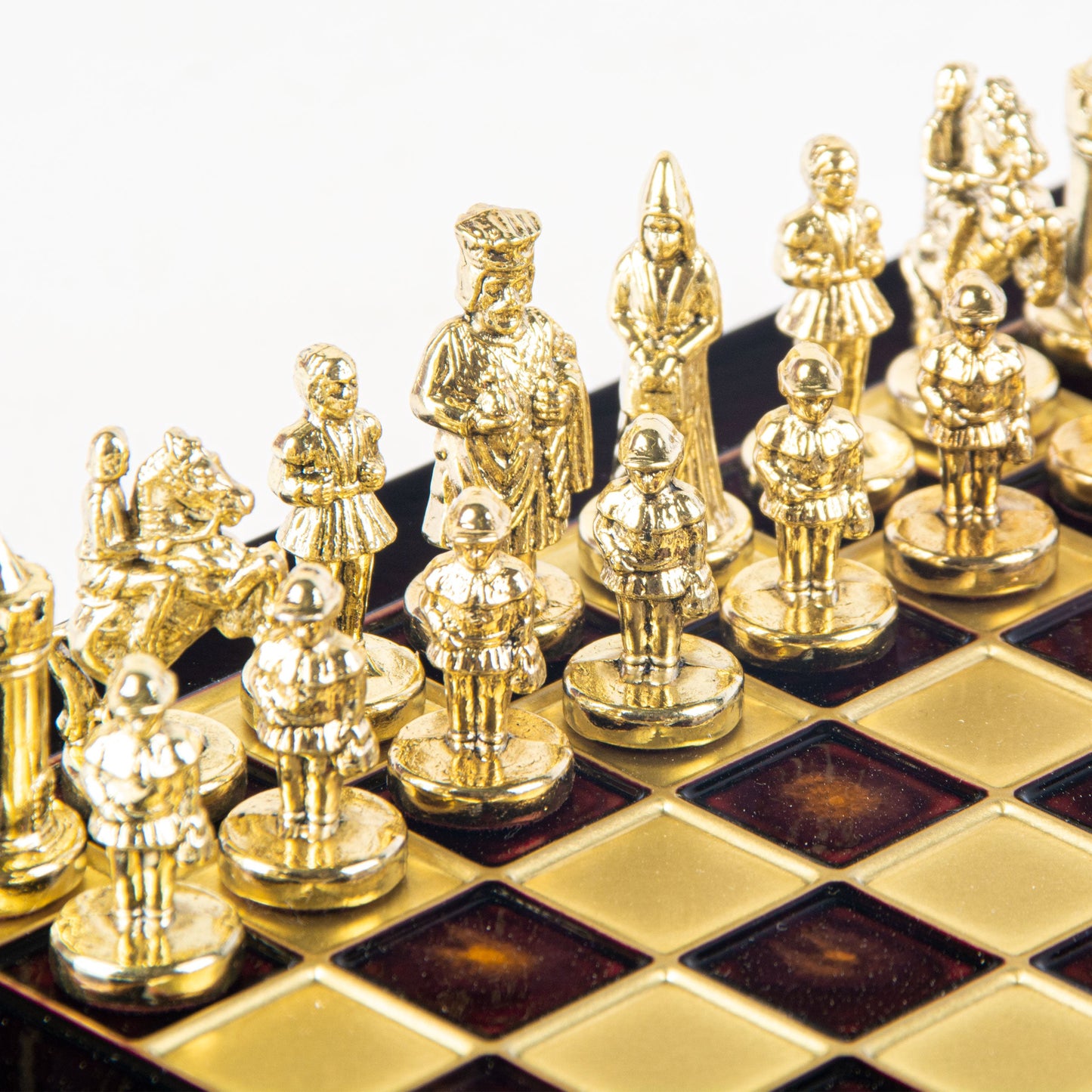 BYZANTINE EMPIRE CHESS SET with gold/silver chessmen and bronze chessboard 20 x 20cm (Extra Small) - Premium Chess from MANOPOULOS Chess & Backgammon - Just €85! Shop now at MANOPOULOS Chess & Backgammon