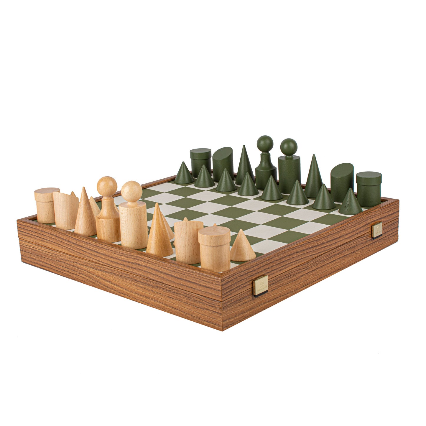 Bauhaus Style Green & White Chess Set - 40x40cm with 8.5cm King Chessmen - Premium Chess from MANOPOULOS Chess & Backgammon - Just €195! Shop now at MANOPOULOS Chess & Backgammon