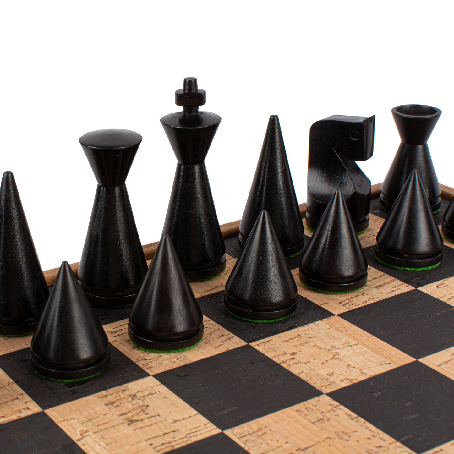 Handcrafted Black-Natural Cork Chess Set - 40x40cm with Modern Style Wooden Chessmen - Premium Chess from MANOPOULOS Chess & Backgammon - Just €143! Shop now at MANOPOULOS Chess & Backgammon